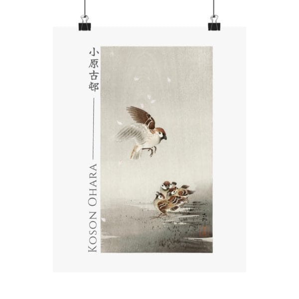 Front, 11″ x 14″ – Ohara Koson Print – Sparrows #069 (public domain reproduction) Ohara Koson Print – Sparrows #069 (public domain reproduction)