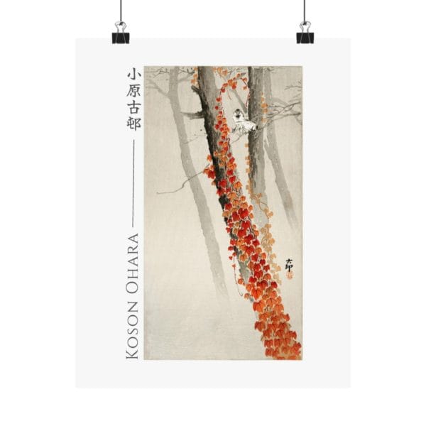 Ohara Koson Print – Red Ivy #078 (public domain reproduction)