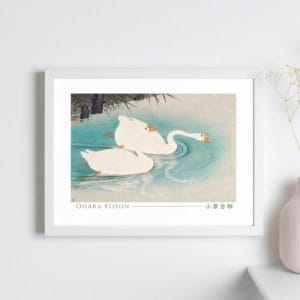 in frame - Ohara Koson Print – Geese amid Reeds Horizontal #003 (public domain reproduction) Ohara Koson Print – Geese amid Reeds Horizontal #003 (public domain reproduction)
