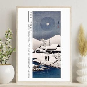 in frame - Takahashi Shōtei Print – Snow at Nipponmatsu (ca.1926–1927) #006 (public domain reproduction) Takahashi Shōtei Print – Snow at Nipponmatsu (ca.1926–1927) #006 (public domain reproduction)