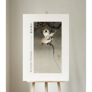 Ohara Koson Print – Bohemian Waxwing Birds #008 (public domain reproduction)