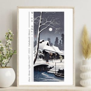 Takahashi Shōtei Print – Moonlight on Snow (1936) #010 (public domain reproduction)