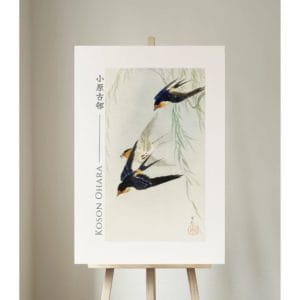 Ohara Koson Print – Three Birds In Full Flight #009 (public domain reproduction)