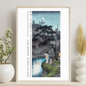Takahashi Shōtei Print – Moon over Sekiguchi #022 (public domain reproduction)