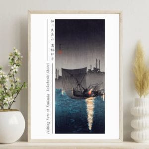 in frame - Takahashi Shōtei Print – Fishing Nets at Tsukuda #023 (public domain reproduction) Takahashi Shōtei Print – Fishing Nets at Tsukuda #023 (public domain reproduction)