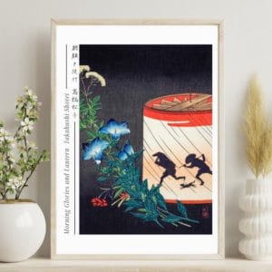 Takahashi Shōtei Print – Morning Glories and Lantern #026 (public domain reproduction)