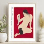 Takahashi Shōtei Print - Nude Playing with Cat  #027