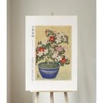 Ohara Koson Print - Blooming Azalea In Blue Pot  #010