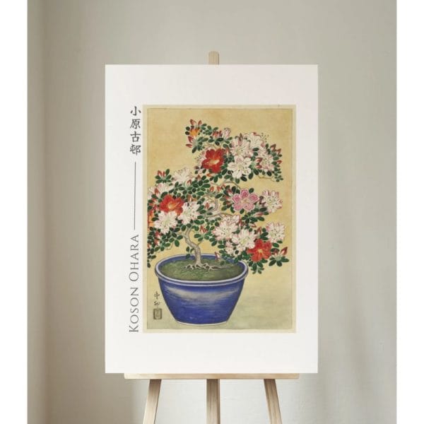 front image Ohara Koson Print – Blooming Azalea In Blue Pot #010 (public domain reproduction) Ohara Koson Print – Blooming Azalea In Blue Pot #010 (public domain reproduction)