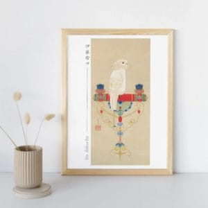 Itō Jakuchū Print – White Cockatoo (1755) #002 (public domain reproduction)