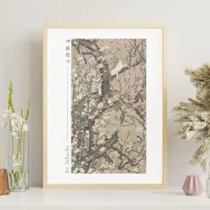 in frame -Itō Jakuchū Print – Birds on blossoming peach tree (18th century) #008 (public domain reproduction) Itō Jakuchū Print – Birds on blossoming peach tree (18th century) #008 (public domain reproduction)