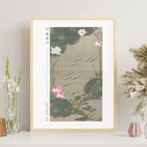 in frame image-Itō Jakuchū Print – Fish in a lotus pond (18th century) #014 (public domain reproduction) Itō Jakuchū Print – Fish in a lotus pond (18th century) #014 (public domain reproduction)