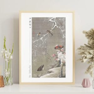 Itō Jakuchū Print – Mandarin ducks in the snow (18th century) #017 (public domain reproduction)