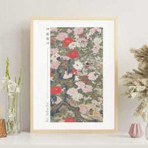 Itō Jakuchū Print – Peonies and birds (18th century) #018 (public domain reproduction)