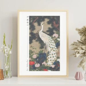 Itō Jakuchū Print – Old Pine Tree and Peacock (circa 1759–1761) #029 (public domain reproduction)