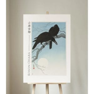 Ohara Koson Print – Two Crows On A Branch #015 (public domain reproduction)