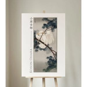 front image Ohara Koson Print – Yellow crested cockatoo in tree #021 (public domain reproduction) Ohara Koson Print – Yellow crested cockatoo in tree #021 (public domain reproduction)
