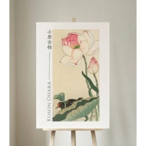 front image Ohara Koson Print – Gallinule with Lotus Flowers #024 (public domain reproduction) Ohara Koson Print – Gallinule with Lotus Flowers #024 (public domain reproduction)