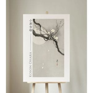Ohara Koson Print – Plum Blossom And Full Moon #033 (public domain reproduction)