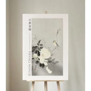 Ohara Koson Print – Swallow With Peony #039 (public domain reproduction)