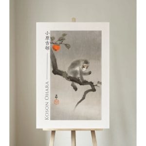 Ohara Koson Print – Monkey In Cockatoo #046 (public domain reproduction)