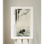 Ohara Koson Print - Japanese Wagtail At Waterfall  #049