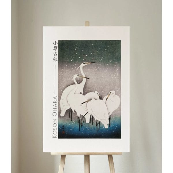 front image Ohara Koson Print – Group Of Egrets #051 (public domain reproduction) Ohara Koson Print – Group Of Egrets #051 (public domain reproduction)