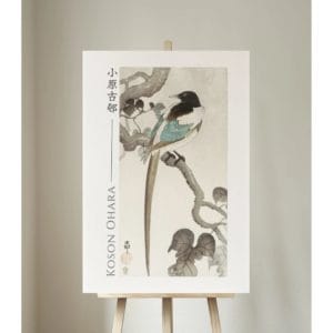 Ohara Koson Print – Magpie On Tree Branch #054 (public domain reproduction)