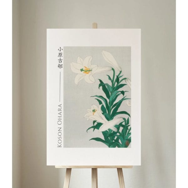 front image Ohara Koson Print – Lilies #055 (public domain reproduction) Ohara Koson Print – Lilies #055 (public domain reproduction)