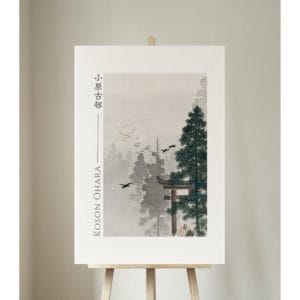 Ohara Koson Print – Birds And A Torii Gate #063 (public domain reproduction)