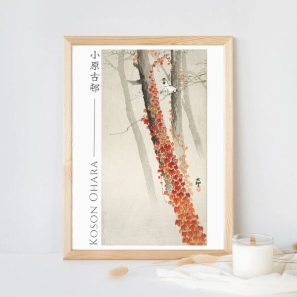 Ohara Koson Print – Red Ivy #078 (public domain reproduction)