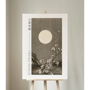 Ohara Koson Print – Blooming Plum Blossom At Full Moon #080  (public domain reproduction)