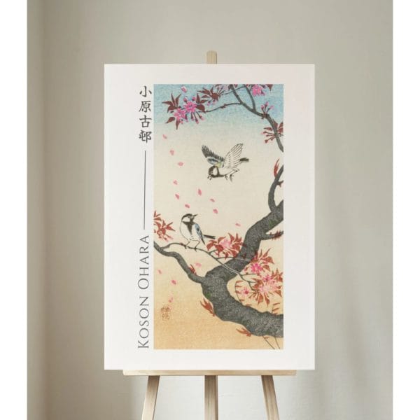 front image Ohara Koson Print – Two Great Tits At Blossoming Tree #086 (public domain reproduction) Ohara Koson Print – Two Great Tits At Blossoming Tree #086 (public domain reproduction)