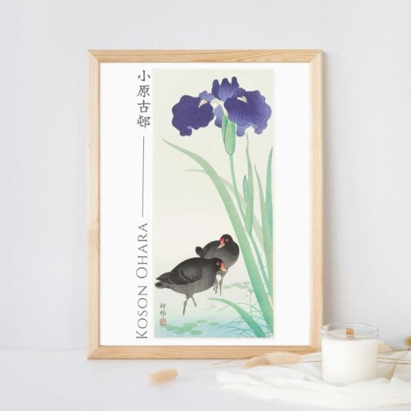 in frame Ohara Koson Print – Waterhoots And Iris #087 (public domain reproduction) Ohara Koson Print – Waterhoots And Iris #087 (public domain reproduction)