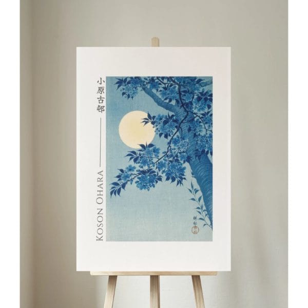 front image Ohara Koson Print – Blossoming Cherry on a Moonlit Night #093 (public domain reproduction) Ohara Koson Print – Blossoming Cherry on a Moonlit Night #093 (public domain reproduction)