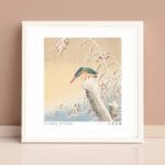 Ohara Koson Print - Kingfisher In Snow Square #005