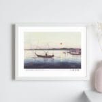 Ohara Koson Print - Boats and Setting Sun Horizontal #001