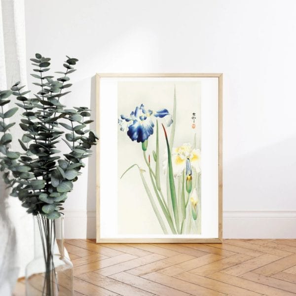 in frame Ohara Koson Print – Irises #075 (public domain reproduction) Ohara Koson Print – Irises #075 (public domain reproduction)