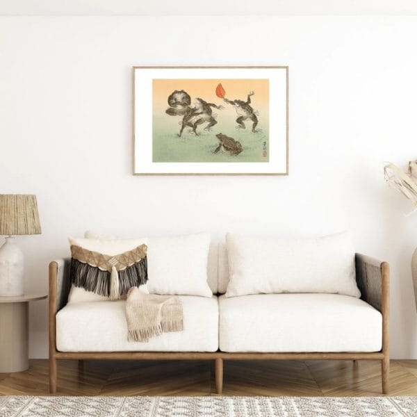 in frame - Ohara Koson Print – Frog’s Sumo Horizontal #004 (public domain reproduction) Ohara Koson Print – Frog’s Sumo Horizontal #004 (public domain reproduction)