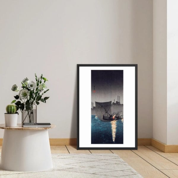 Takahashi Shōtei Print – Fishing Nets at Tsukuda #023 (public domain reproduction)