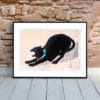 Takahashi Shōtei Print – Cat With Bell Horizontal #001 (public domain reproduction)