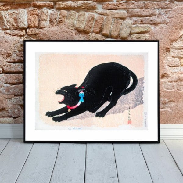 Takahashi Shōtei Print – Cat With Bell Horizontal #001 (public domain reproduction)