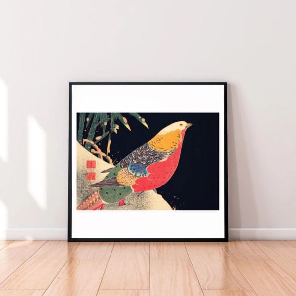 in frame -Itō Jakuchū Print – Golden Pheasant in the Snow (ca. 1900) #006 (public domain reproduction) Itō Jakuchū Print – Golden Pheasant in the Snow (ca. 1900) #006 (public domain reproduction)