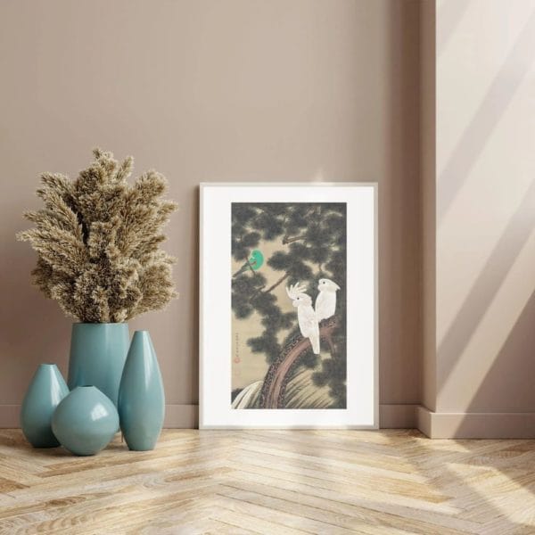 in frame -Itō Jakuchū Print – Cockatoos in an old pine (18th century) #011 (public domain reproduction) Itō Jakuchū Print – Cockatoos in an old pine (18th century) #011 (public domain reproduction)