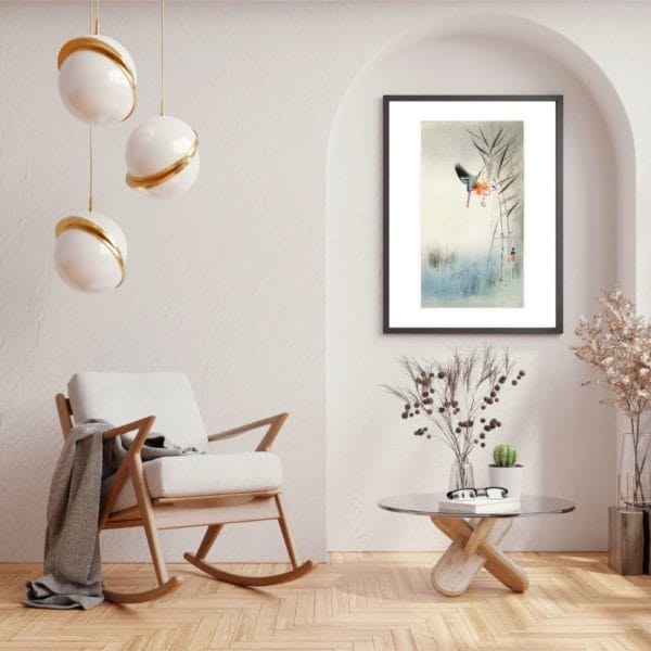 in frame on wall Ohara Koson Print – Kingfisher Hunting For Fish In The Water #005 (public domain reproduction) Ohara Koson Print – Kingfisher Hunting For Fish In The Water #005 (public domain reproduction)