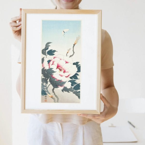 Ohara Koson Print – Peony With Butterfly #019 (public domain reproduction)