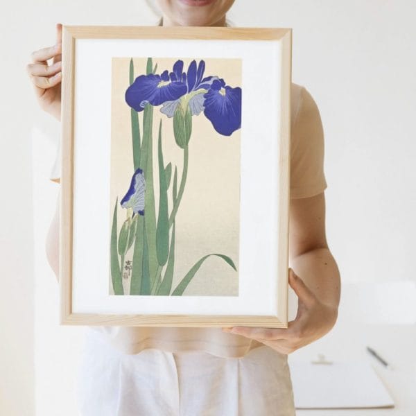 Ohara Koson Print – Blue Irises #026 (public domain reproduction)