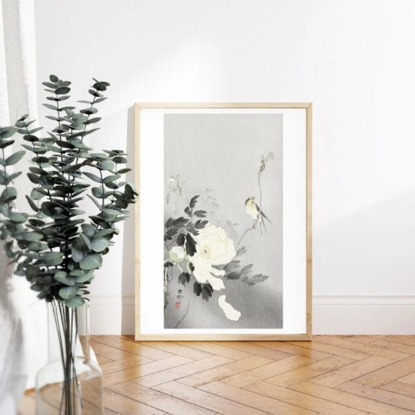 in frame Ohara Koson Print – Swallow With Peony #039 (public domain reproduction) Ohara Koson Print – Swallow With Peony #039 (public domain reproduction)