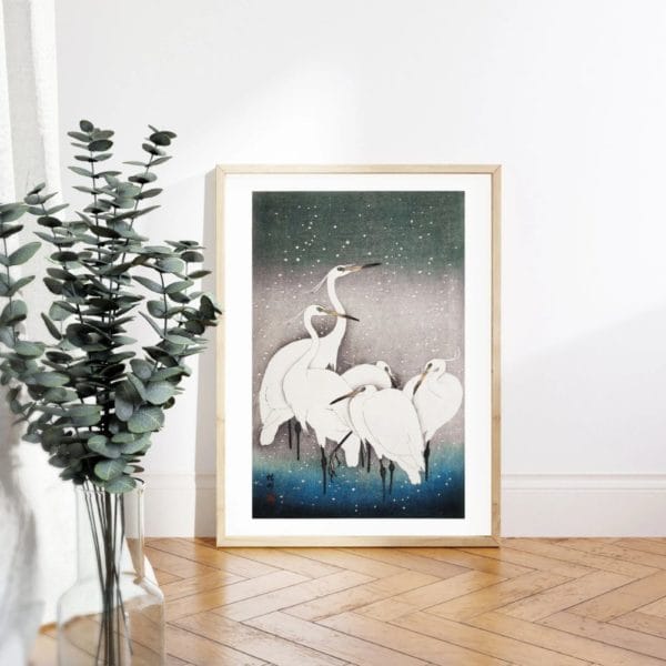 in frame Ohara Koson Print – Group Of Egrets #051 (public domain reproduction) Ohara Koson Print – Group Of Egrets #051 (public domain reproduction)