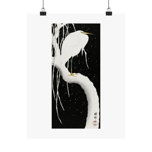 Front, 11″ x 14″ Ohara Koson Print – Heron In Snow #079 (public domain reproduction) Ohara Koson Print – Heron In Snow #079 (public domain reproduction)